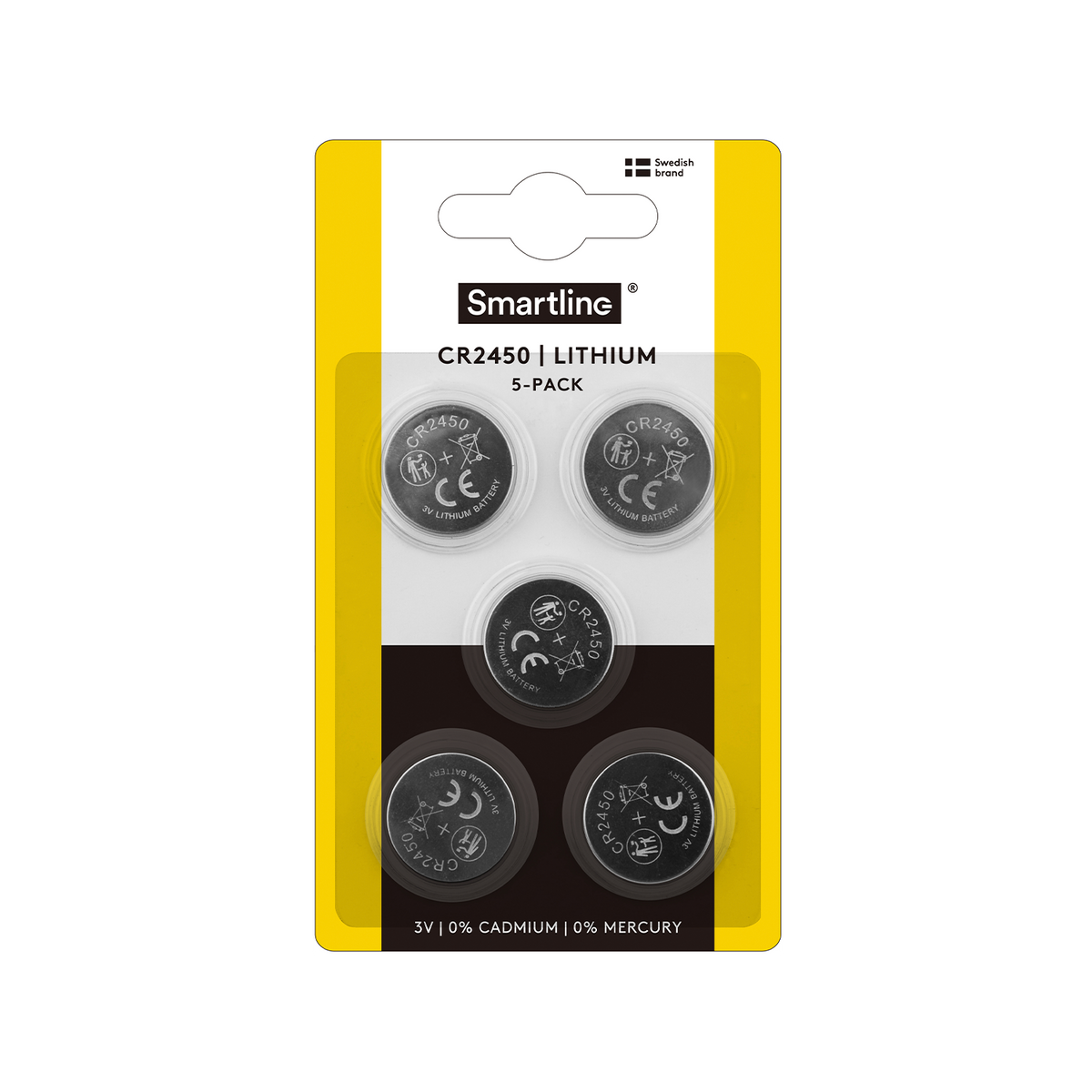 Litium-knappcellsbatterier CR2450 (5-PACK)