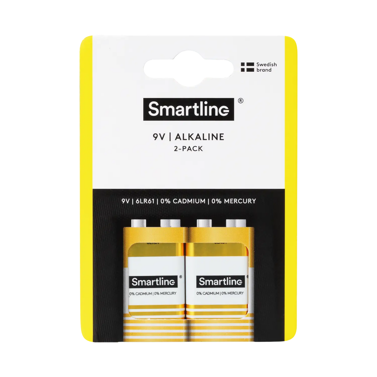 Alkaliska 9V batterier (2-PACK)