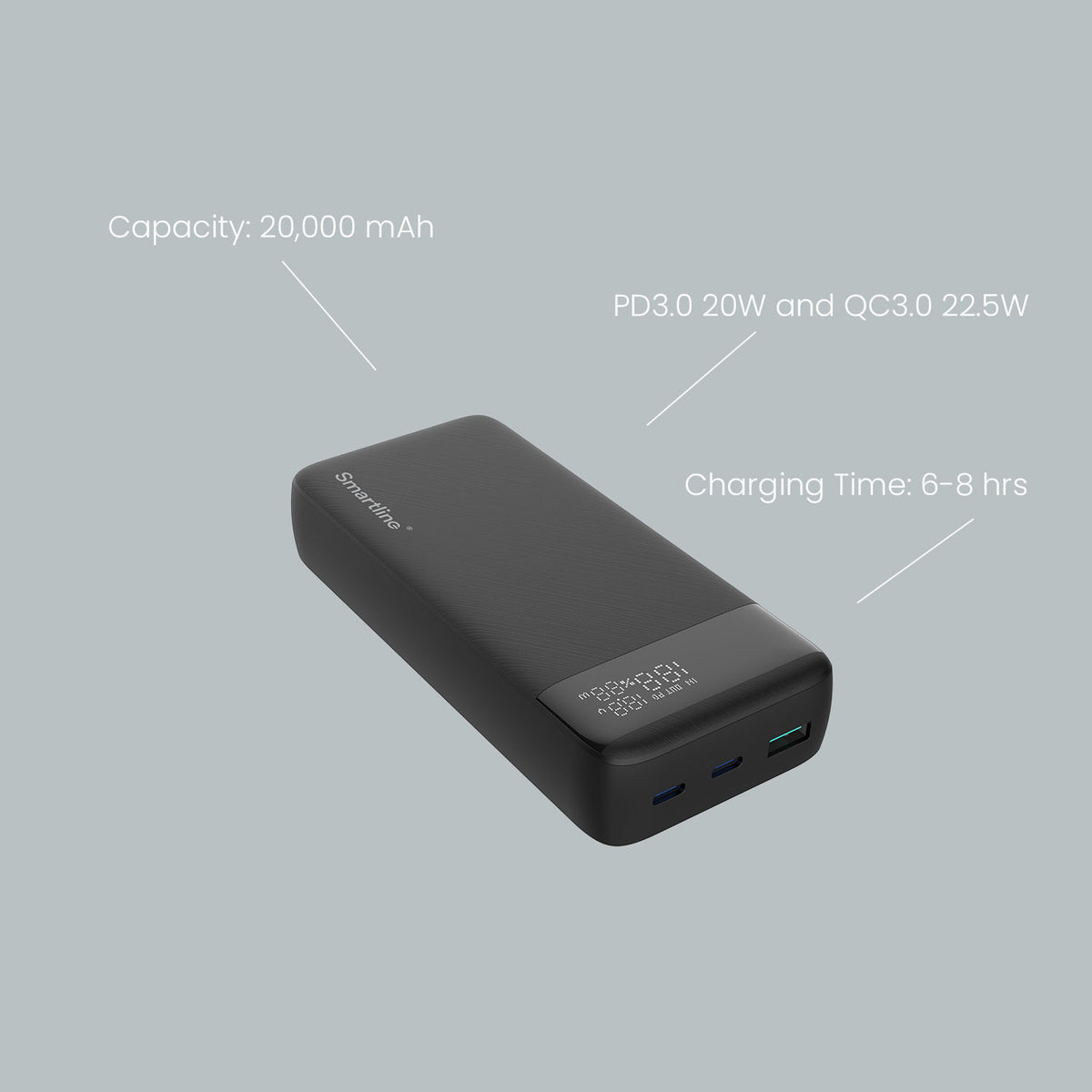 Powerbank 20K Mah med display PD 20W